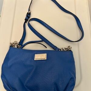 Blue Leather Juicy Couture blue Crossbody Bag 10x7 black interior with zip pocke